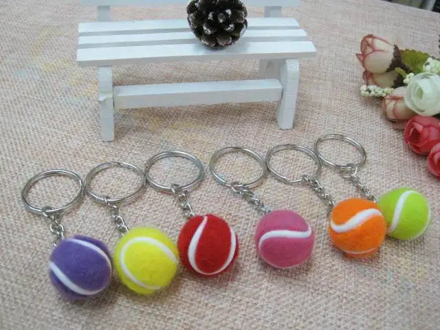 Llavero colgante de bolsa de tenis de plástico, mini bola de tenis, adornos pequeños, llavero publicitario deportivo, llavero de recuerdo para fanáticos