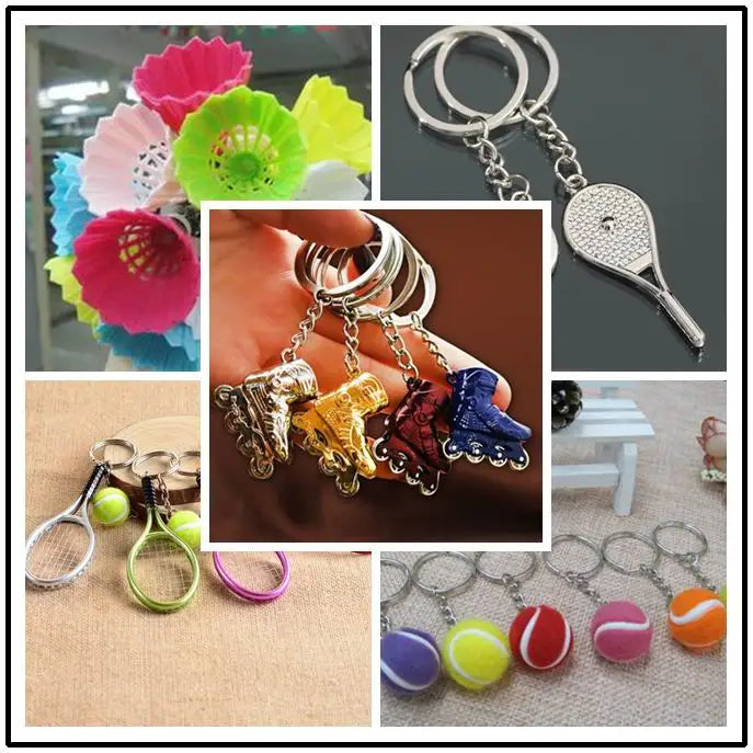 Llavero colgante de bolsa de tenis de plástico, mini bola de tenis, adornos pequeños, llavero publicitario deportivo, llavero de recuerdo para fanáticos