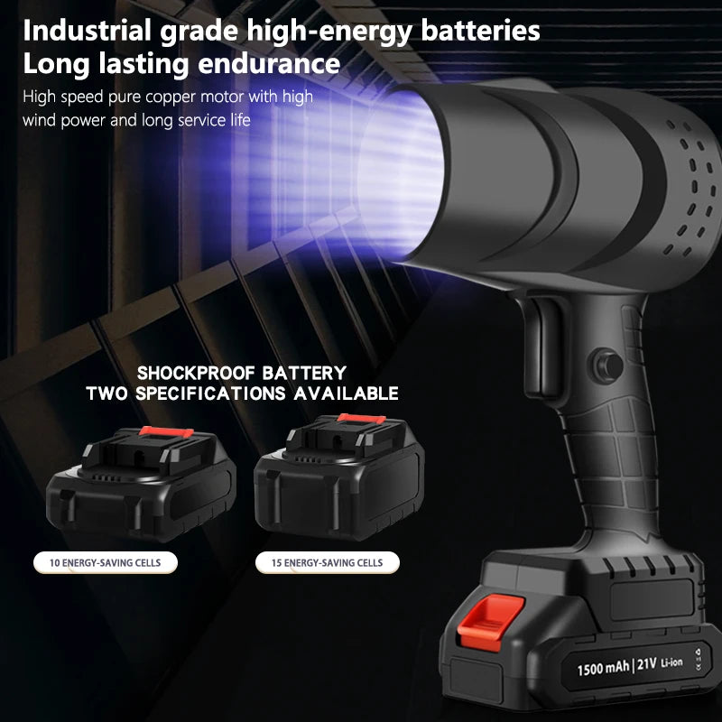 Ventilador Turbo eléctrico de 120 km/h, sopladores de 36000rpm, potente ventilador de chorro inalámbrico, herramienta de soplado de aire de polvo de hojas de nieve para batería de 21V